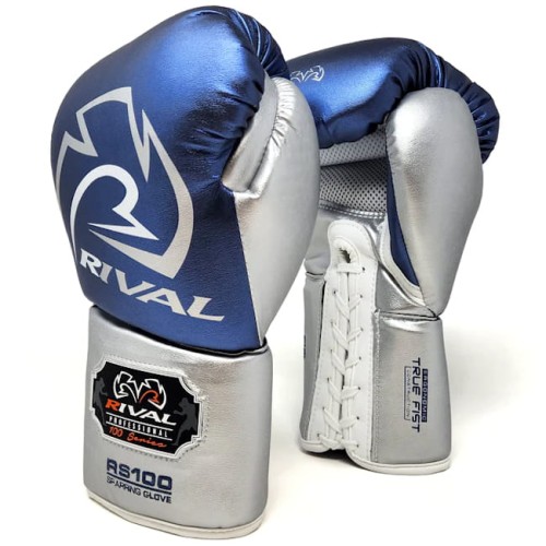 RIVAL Rękawice Bokserskie Wiązane RS100 PROFESSIONAL SPARRING Niebiesko-Srebrne