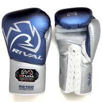RIVAL Rękawice Bokserskie Wiązane RS100 PROFESSIONAL SPARRING Niebiesko-Srebrne