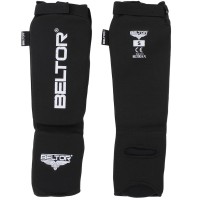 BELTOR Ochraniacze Piszczeli i Stopy Elastyczne z Rzepem DEFENDER Czarne