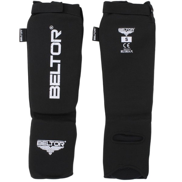 BELTOR Ochraniacze Piszczeli i Stopy Elastyczne z Rzepem DEFENDER Czarne
