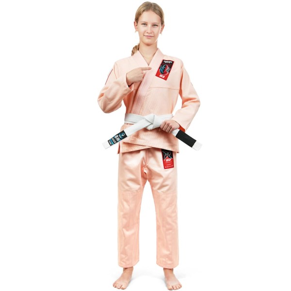 GROUND GAME Kimono do BJJ Dziecięce NINJA Brzoskwiniowe (350g)