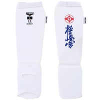 BELTOR Ochraniacze Piszczeli i Stopy Elastyczne z Rzepem KABE do Karate Kyokushin Białe