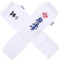 BELTOR Ochraniacze Piszczeli i Stopy Elastyczne z Rzepem KABE do Karate Kyokushin Białe