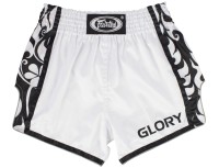 FAIRTEX Spodenki do Kickboxingu / Muay Thai BSG3 GLORY Biało-Czarne