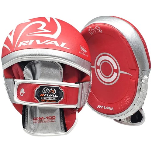 RIVAL Łapy Trenera Profilowane Małe RPM100 PROFESSIONAL Czerwono-Srebrne