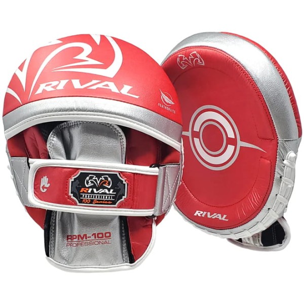 RIVAL Łapy Trenera Profilowane Małe RPM100 PROFESSIONAL Czerwono-Srebrne