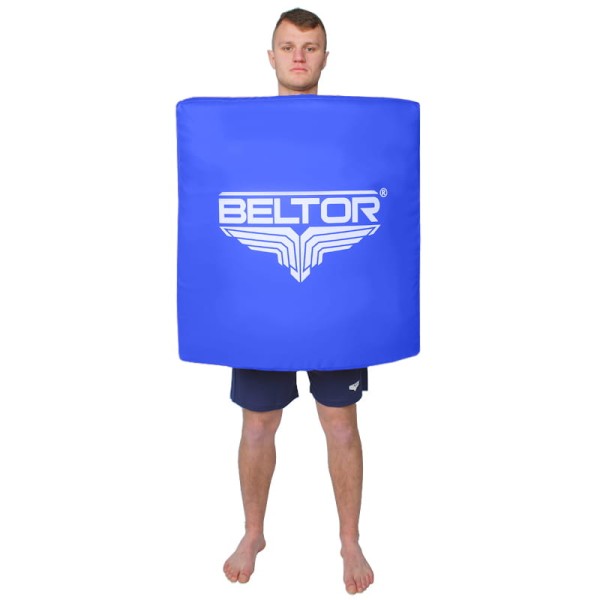 BELTOR Duża Tarcza na Szelkach KAME do Karate Kyokushin Niebieska 76 x 76 cm