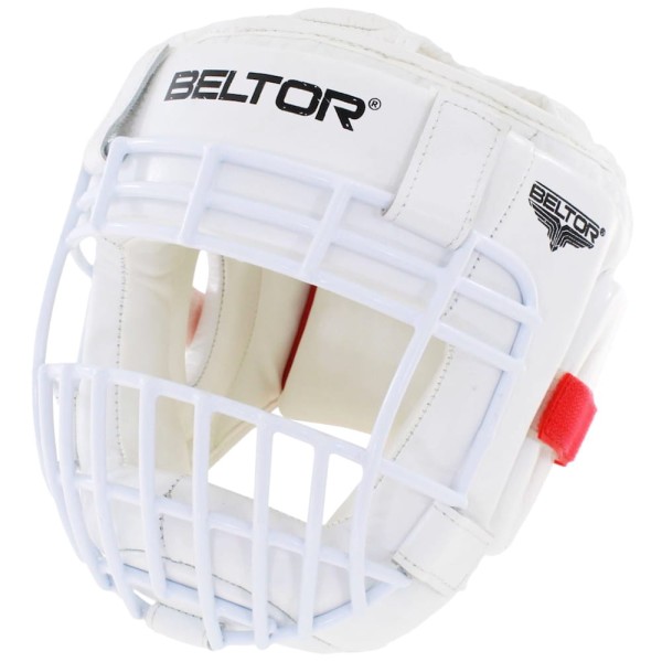 BELTOR Kask Karate / Krav Maga z Kratą Metalową KUMITE SHIRO-AKA Biały