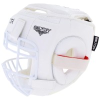 BELTOR Kask Karate / Krav Maga z Kratą Metalową KUMITE SHIRO-AKA Biały