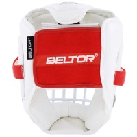 BELTOR Kask Karate / Krav Maga z Kratą Metalową KUMITE SHIRO-AKA Biały