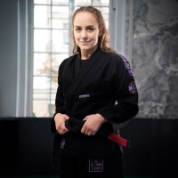 GROUND GAME Kimono do BJJ Damskie CHAMPION 3.0 LAVENDER Czarne (400g)