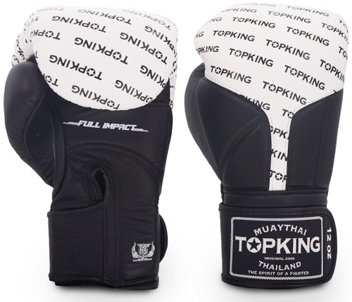 TOP KING Rękawice Bokserskie Full Impact TKBGFI Czarno-Białe