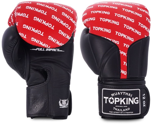 TOP KING Rękawice Bokserskie Full Impact TKBGFI Czarno-Czerwone