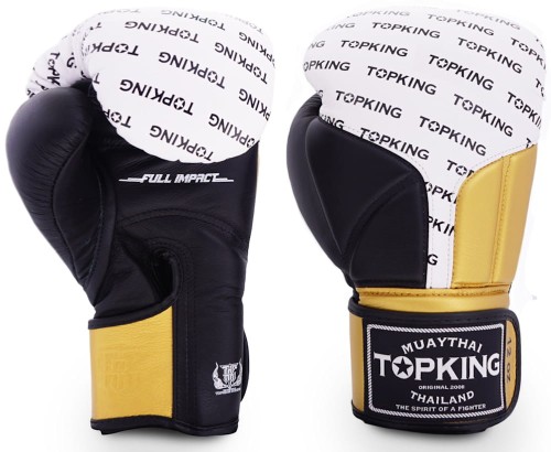 TOP KING Rękawice Bokserskie Full Impact TKBGFI Czarno-Biało-Złote