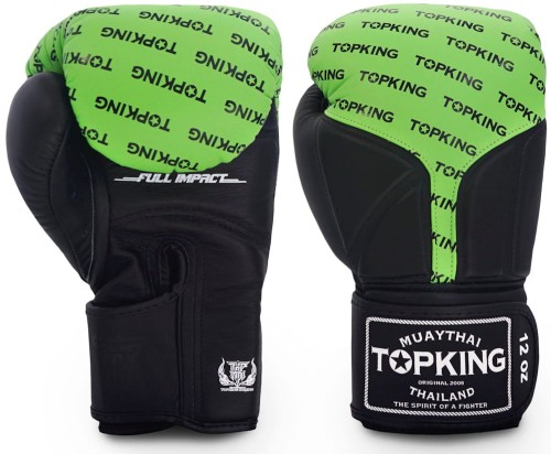 TOP KING Rękawice Bokserskie Full Impact TKBGFI Czarno-Zielone