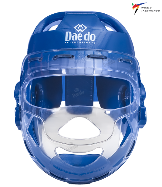 DAEDO Kask Piankowy z Maską Kratką Plastikową PRO do Karate / Taekwondo WT Niebieski