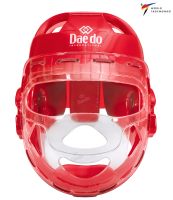 DAEDO Kask Piankowy z Maską Kratką Plastikową PRO do Karate / Taekwondo WT Czerwony