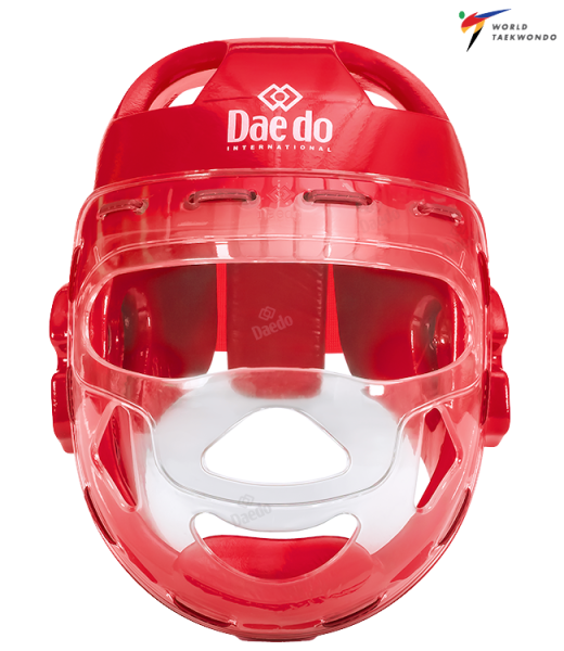 DAEDO Kask Piankowy z Maską Kratką Plastikową PRO do Karate / Taekwondo WT Czerwony