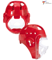 DAEDO Kask Piankowy z Maską Kratką Plastikową PRO do Karate / Taekwondo WT Czerwony