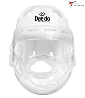 DAEDO Kask Piankowy z Maską Kratką Plastikową PRO do Karate / Taekwondo WT Biały