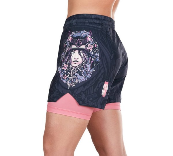 GROUND GAME Spodenki MMA Podwójne 2w1 Damskie Asami