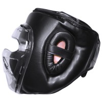TOP FIGHTER Kask Karate / Krav Maga z Maską Kratką Plastikową Czarny