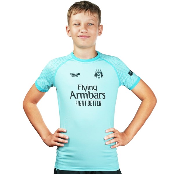GROUND GAME Rashguard MMA Dziecięcy FC Armbar Miętowy Krótki Rękaw