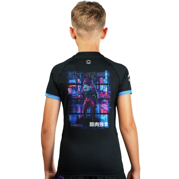 GROUND GAME Rashguard MMA Dziecięcy Cyber Samurai Krótki Rękaw