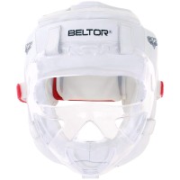BELTOR Kask Karate / Krav Maga z Maską Kratką Plastikową KUMITE SHIRO-AKA Biały