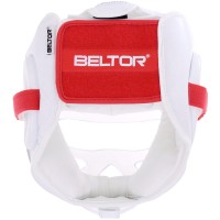 BELTOR Kask Karate / Krav Maga z Maską Kratką Plastikową KUMITE SHIRO-AKA Biały