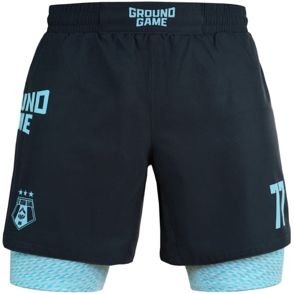 GROUND GAME Spodenki MMA Podwójne 2w1 FC Armbar Miętowe