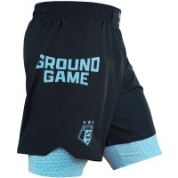 GROUND GAME Spodenki MMA Podwójne 2w1 FC Armbar Miętowe