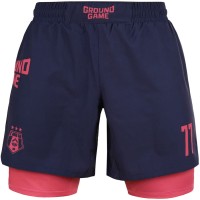 GROUND GAME Spodenki MMA Podwójne 2w1 FC Armbar Granatowo-Różowe