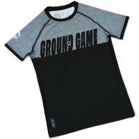 GROUND GAME Rashguard MMA Dziecięcy IBJJF Szary Krótki Rękaw