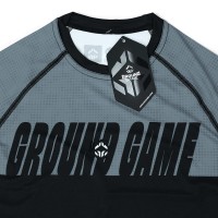 GROUND GAME Rashguard MMA Dziecięcy IBJJF Szary Krótki Rękaw