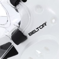 BELTOR Kask Piankowy z Odpinaną Maską Szybą Plastikową TYTAN do Karate / Taekwondo Biały