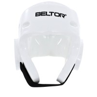 BELTOR Kask Piankowy z Odpinaną Maską Szybą Plastikową TYTAN do Karate / Taekwondo Biały