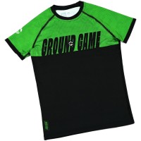 GROUND GAME Rashguard MMA Dziecięcy IBJJF Zielony Krótki Rękaw