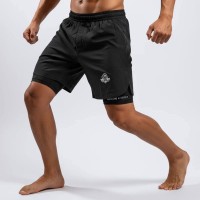 BUSHIDO Spodenki Treningowe Podwójne 2w1 Czarne