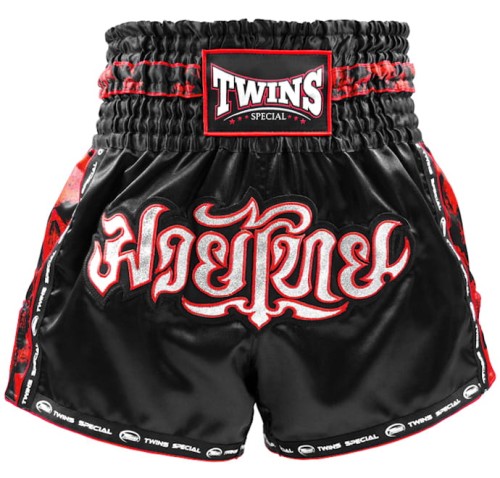TWINS SPECIAL Spodenki Muay Thai SKULL Czarno-Czerwone