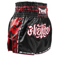 TWINS SPECIAL Spodenki Muay Thai SKULL Czarno-Czerwone