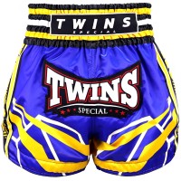TWINS SPECIAL Spodenki Muay Thai RACING Niebiesko-Żółte