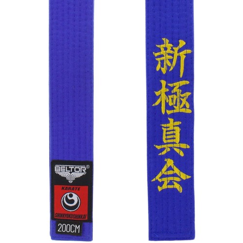 BELTOR Pas do Karate Shinkyokushin z Haftem Niebieski