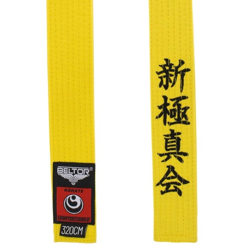 BELTOR Pas do Karate Shinkyokushin z Haftem Żółty