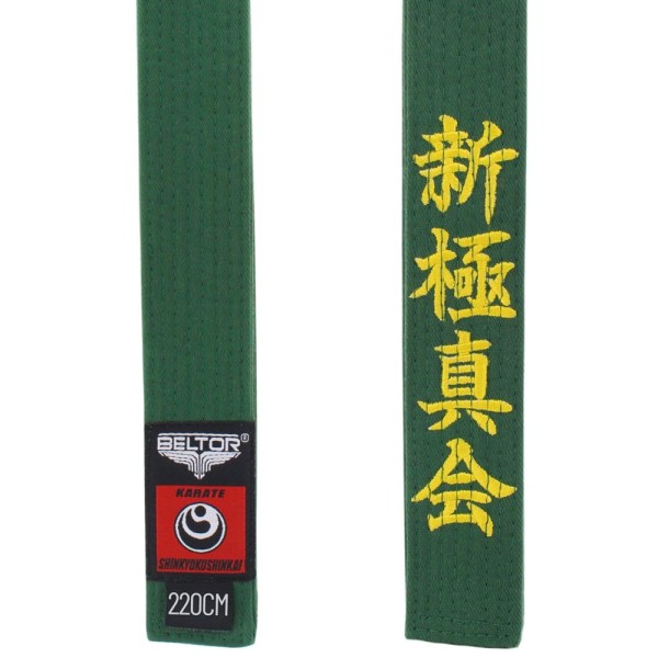 BELTOR Pas do Karate Shinkyokushin z Haftem Zielony