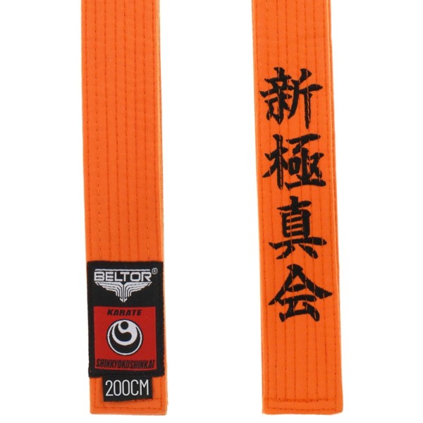 BELTOR Pas do Karate Shinkyokushin z Haftem Pomarańczowy