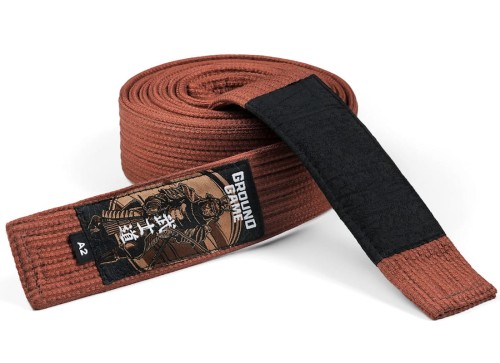 GROUND GAME Pas do BJJ Jiu Jitsu Brązowy PREMIUM