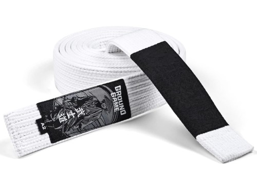 GROUND GAME Pas do BJJ Jiu Jitsu Biały PREMIUM