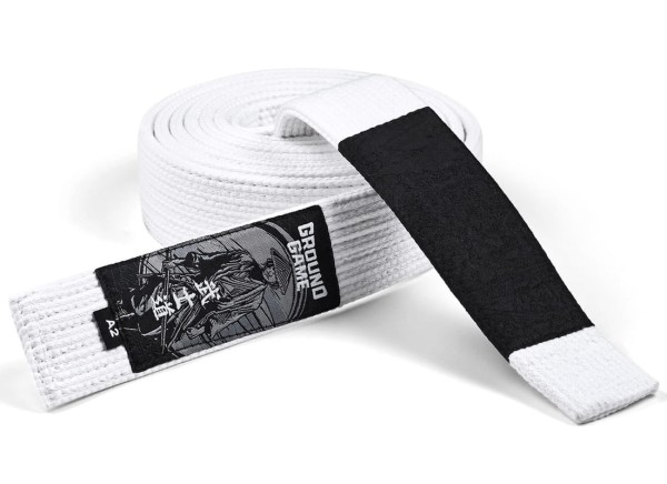GROUND GAME Pas do BJJ Jiu Jitsu Biały PREMIUM