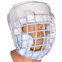 TOP FIGHTER Kask Karate / Krav Maga z Kratą Metalową Biały